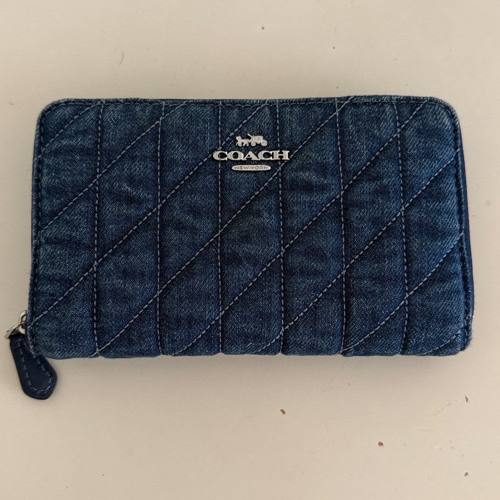 Coach Blue Medium Quilted Denim Wallet